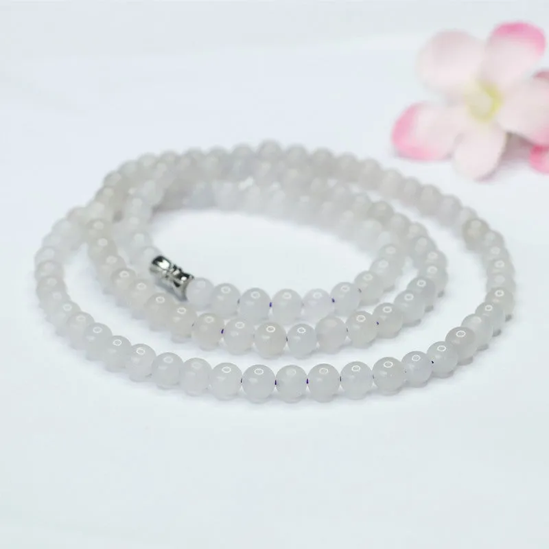Natural HetianJade , Smoke Purple 108 Beads Necklace, Jade Beads, Jewelry String