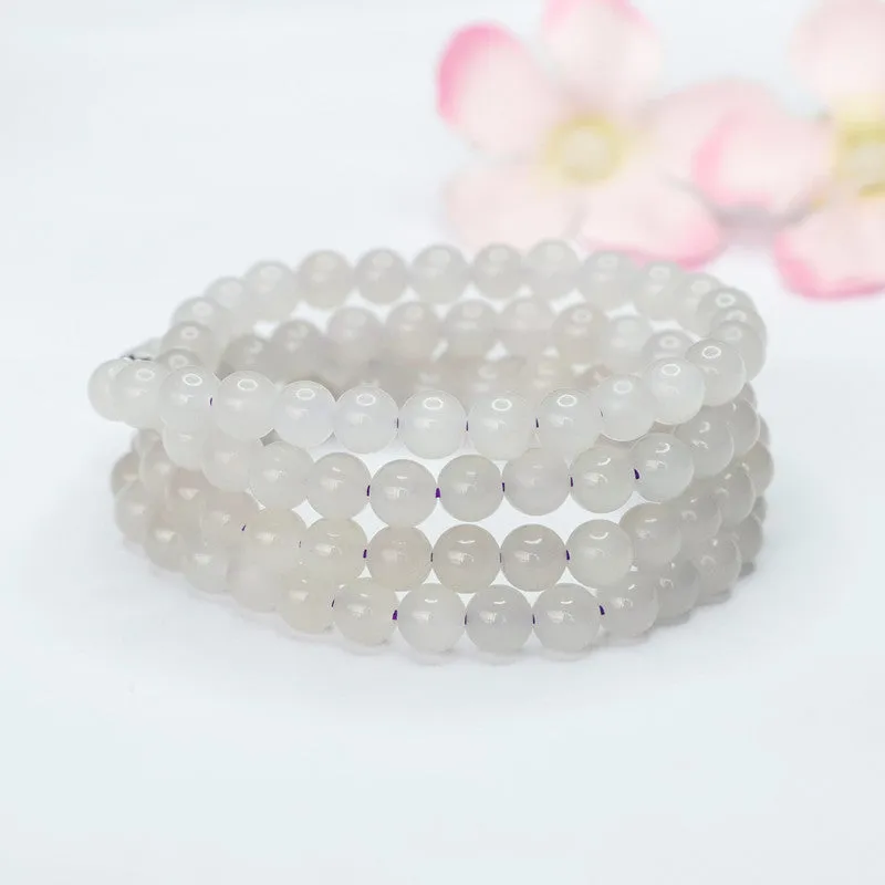 Natural HetianJade , Smoke Purple 108 Beads Necklace, Jade Beads, Jewelry String