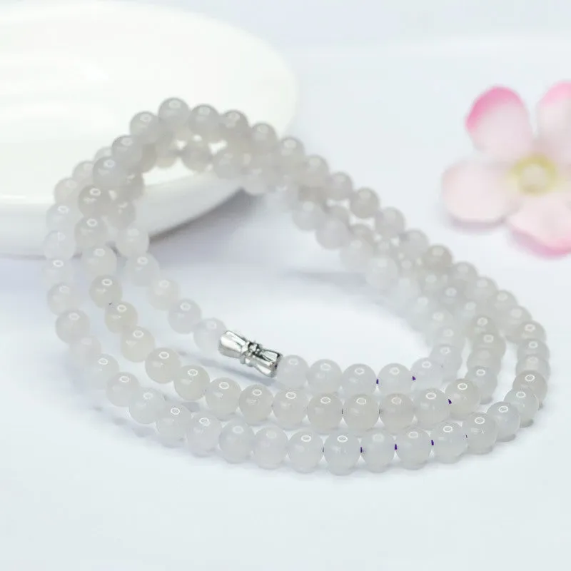 Natural HetianJade , Smoke Purple 108 Beads Necklace, Jade Beads, Jewelry String