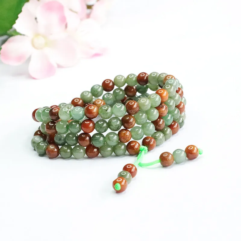 Natural Jade Necklace Green Yellow Jade Double Colour Beads Chain Jade