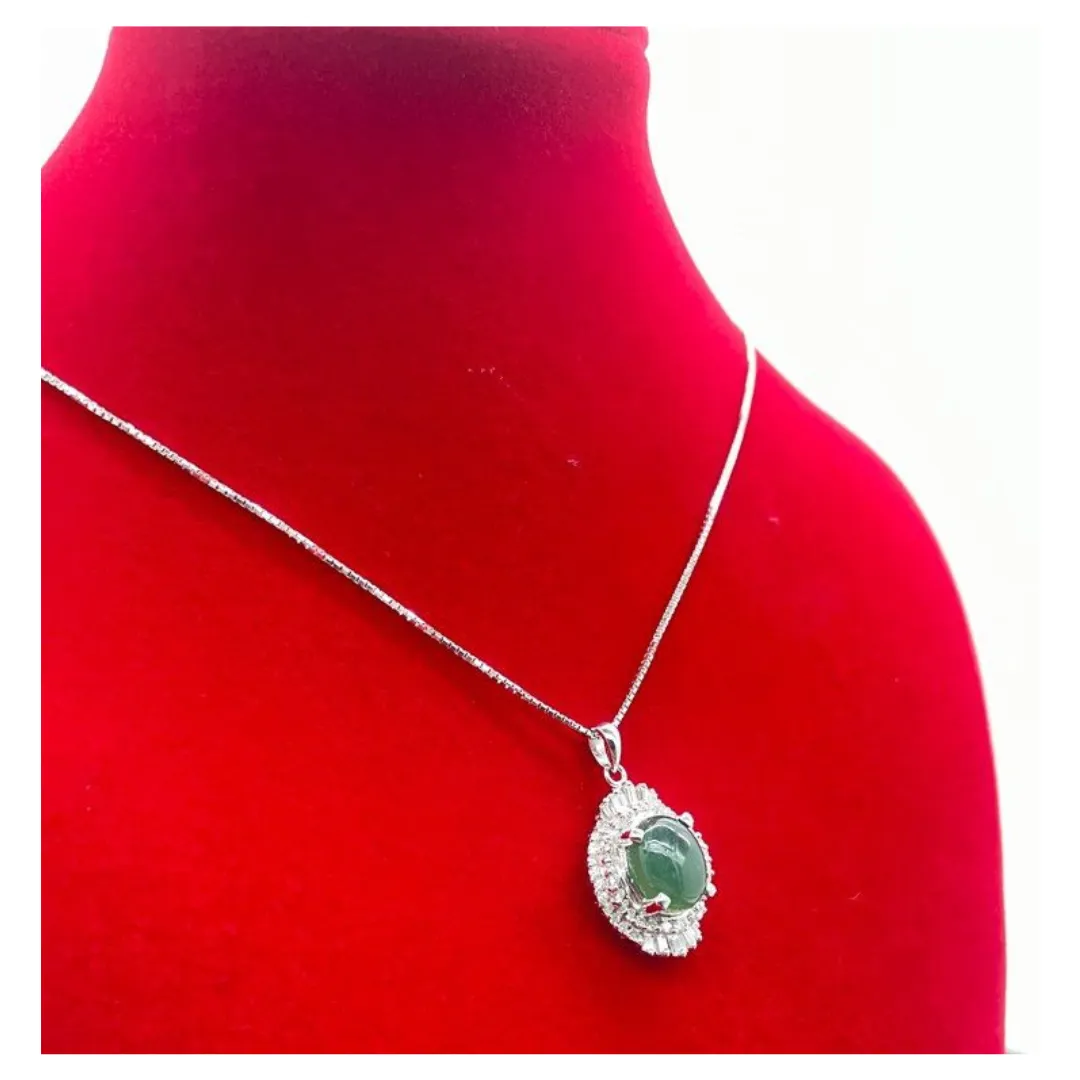 Natural Jadeite & Diamond Necklace