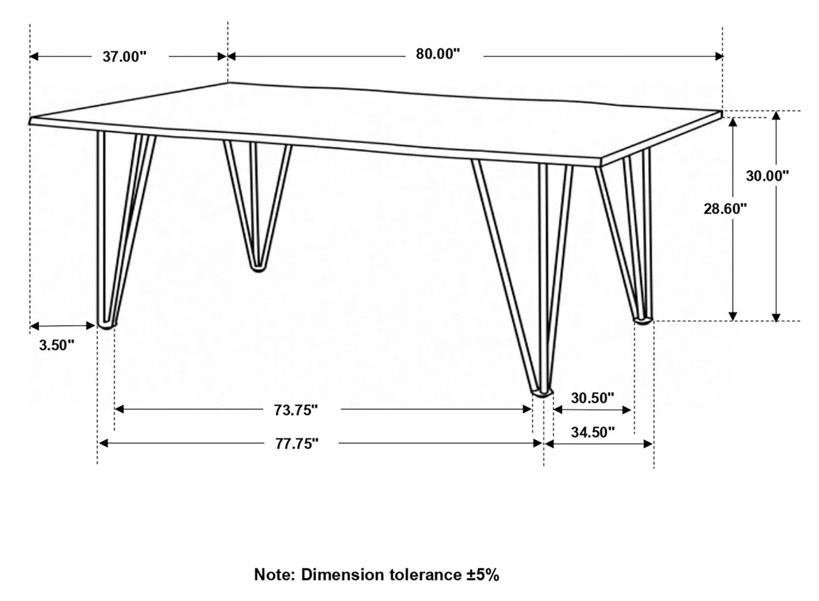Neve Sheesham Gray/Gunmetal Live-edge Dining Table with Hairpin Legs