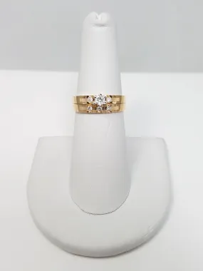 New! Natural Diamond 14k Gold Engagement Ring & Band Set