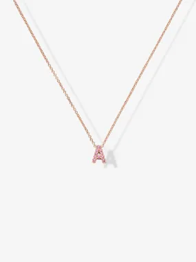 One Letter Pink Sapphire Necklace