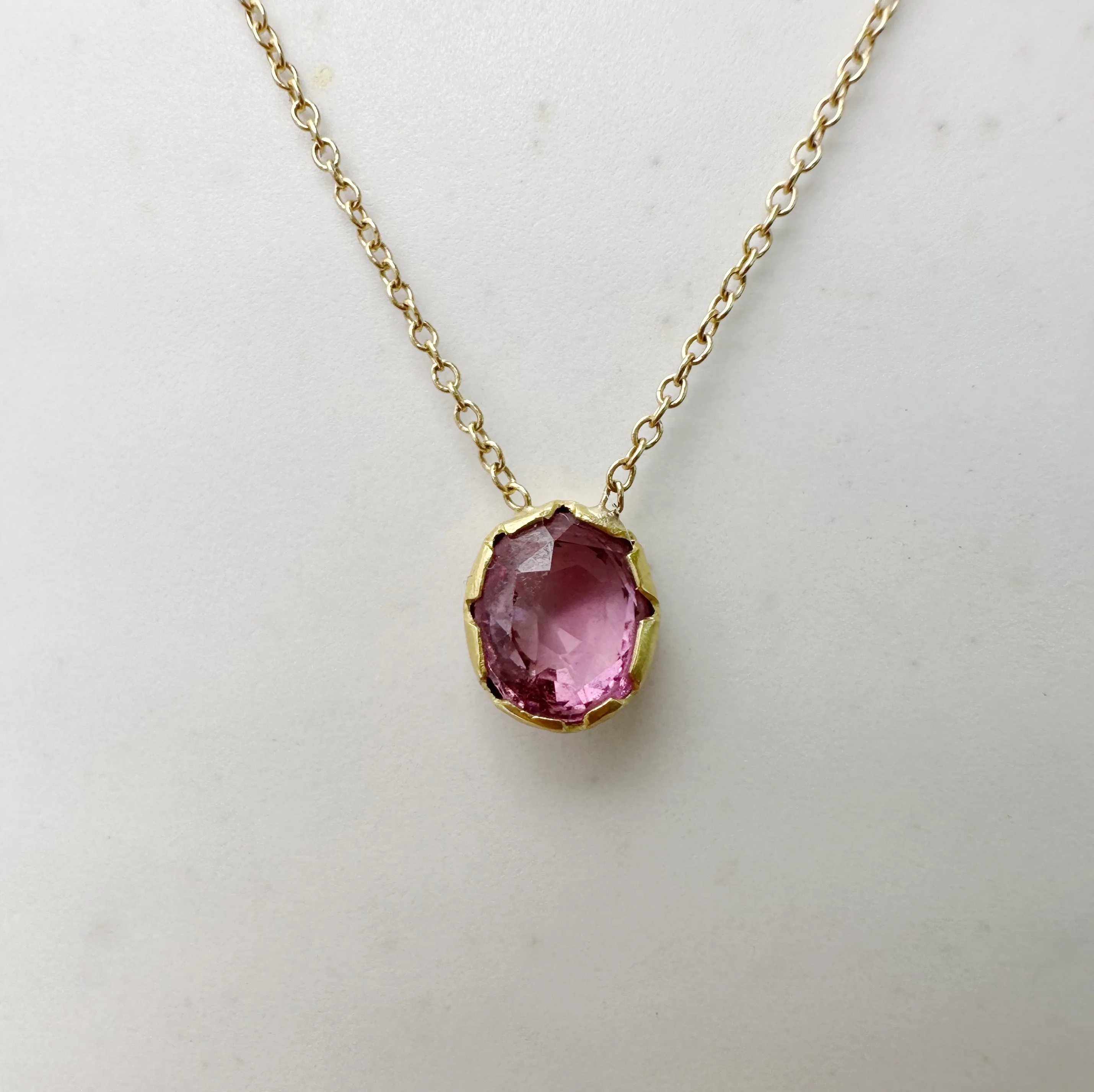 Oval Pink Sapphire Petal Necklace
