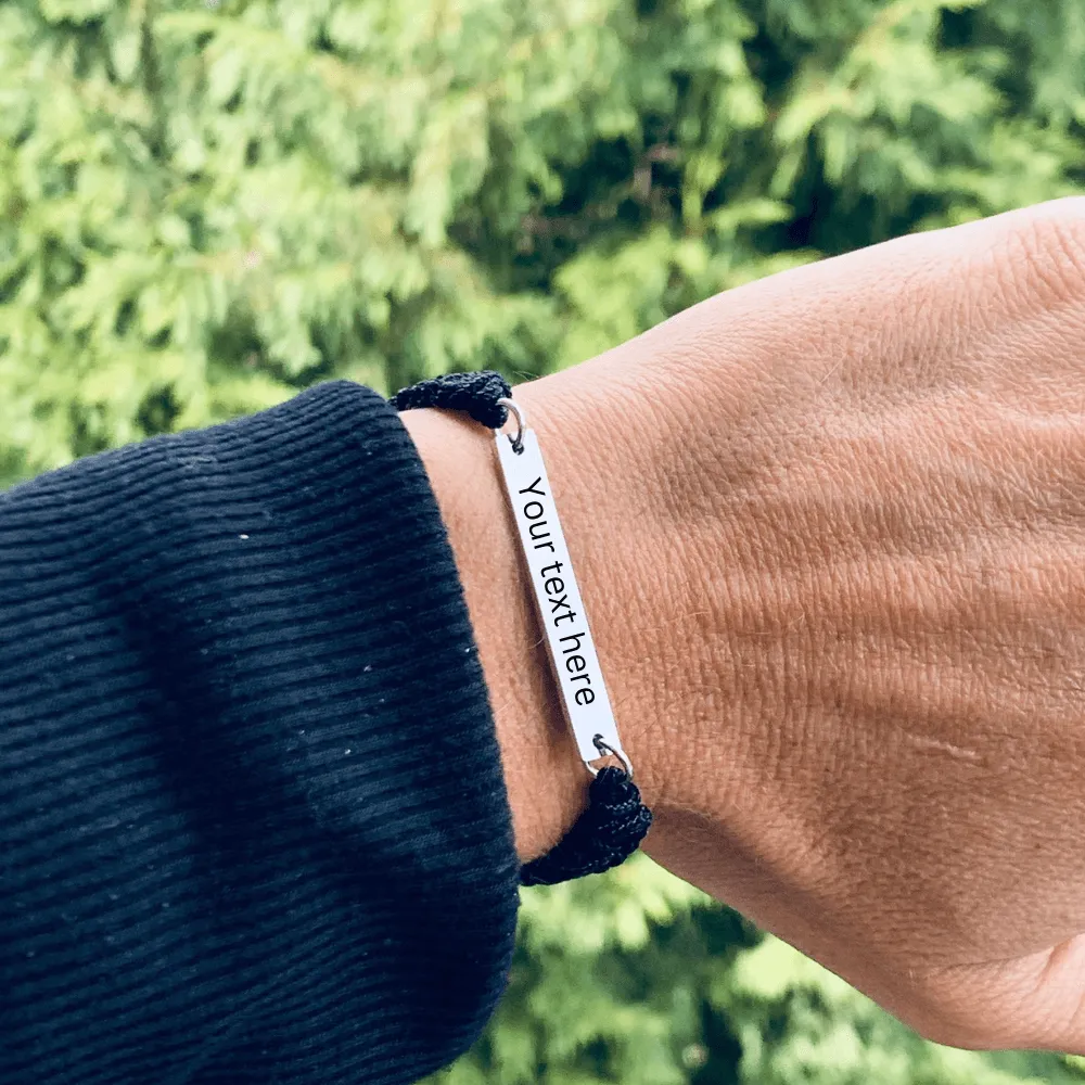 Personalized Engraved Dance Bar Rope Bracelet