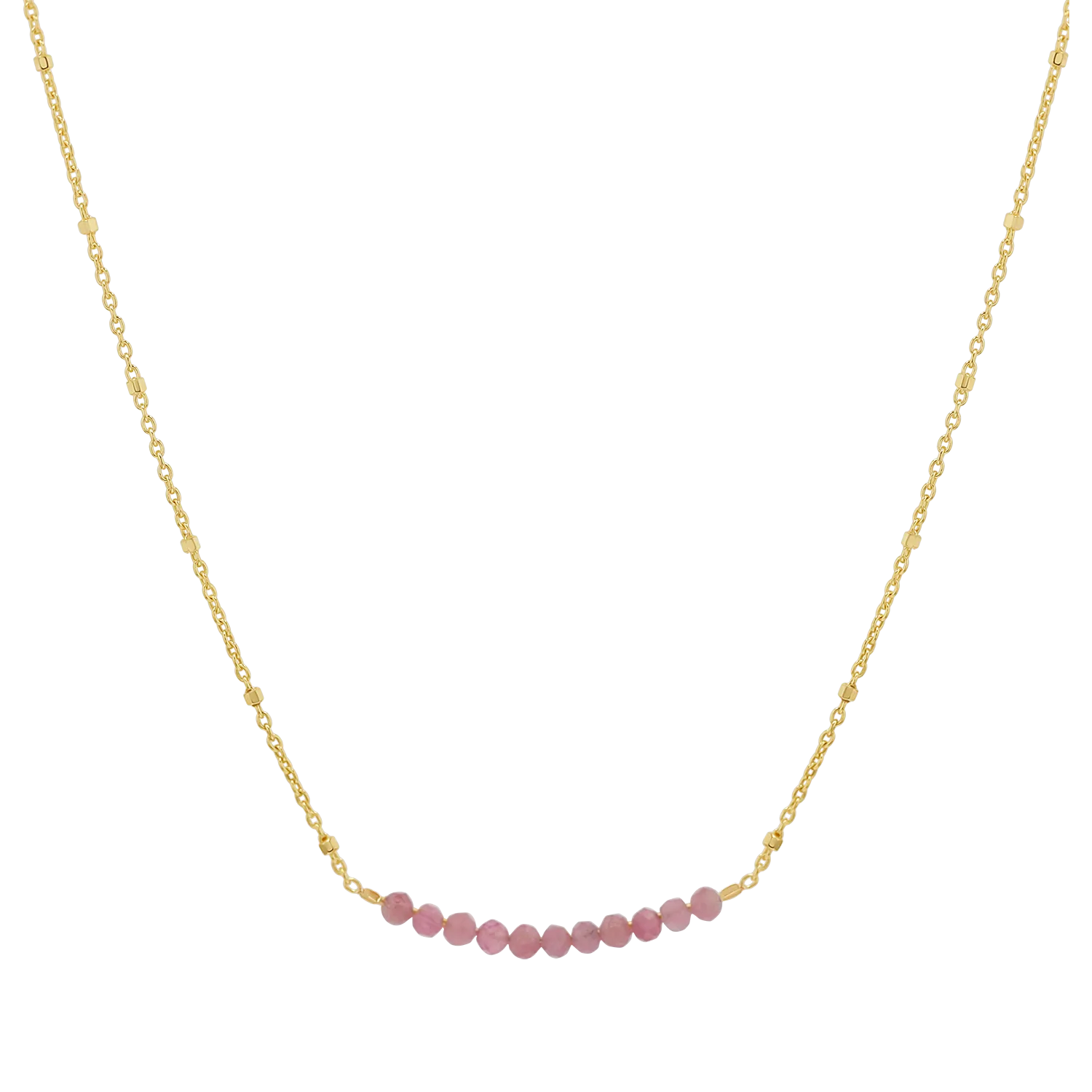 Pink Sapphire Bead Bar Necklace