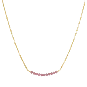 Pink Sapphire Bead Bar Necklace