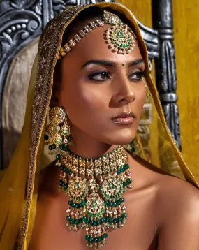 Polki & Green Jade Bridal Necklace Set