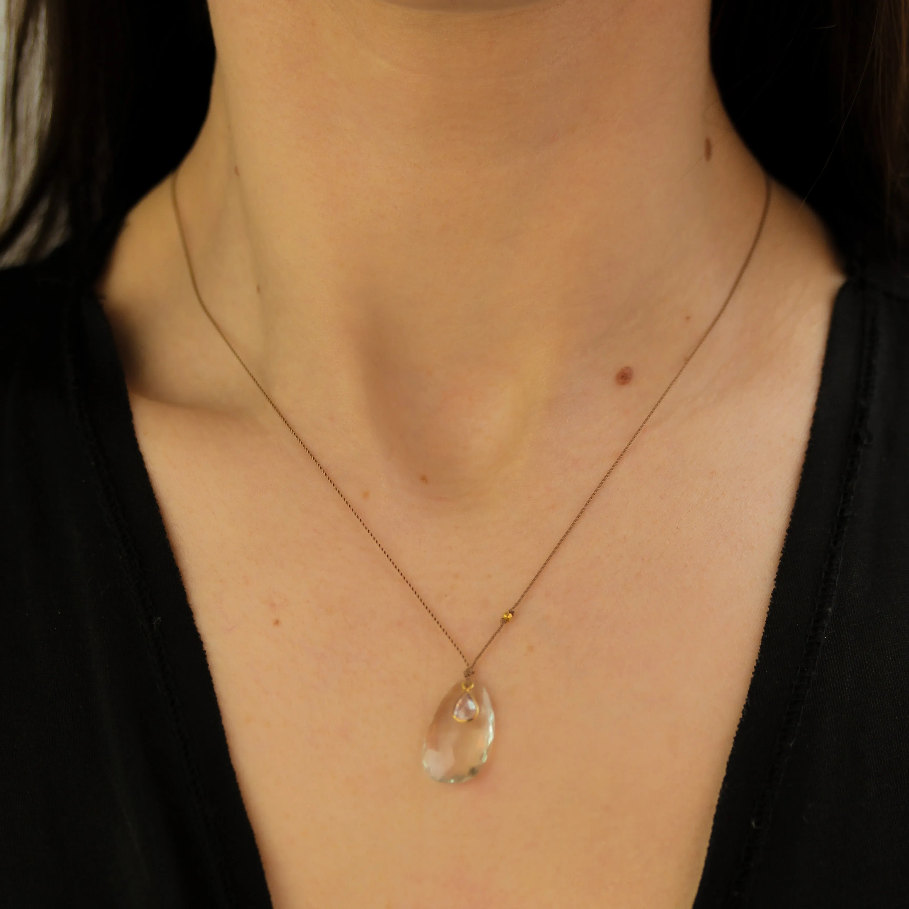 Prasiolite and Purple Sapphire Necklace