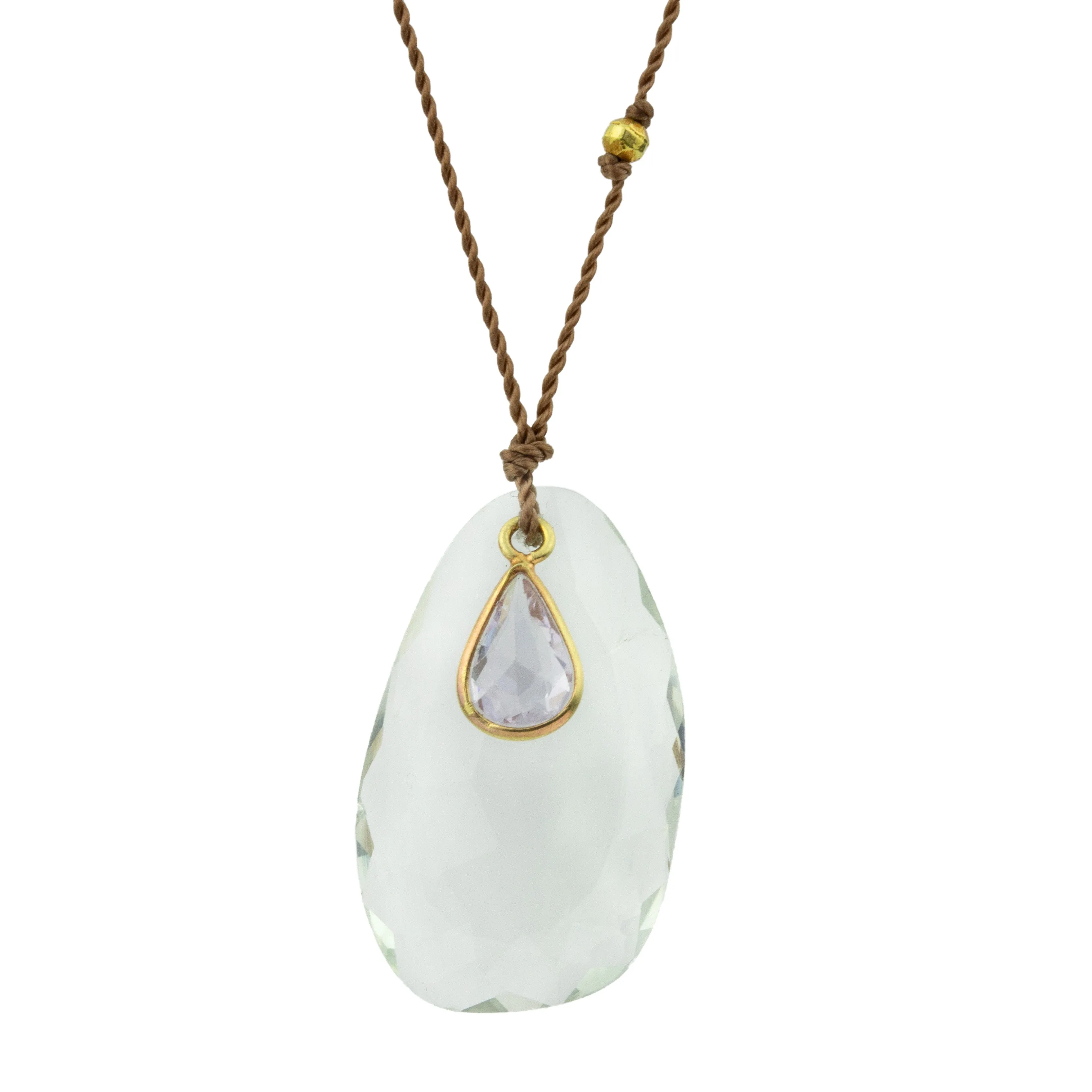 Prasiolite and Purple Sapphire Necklace
