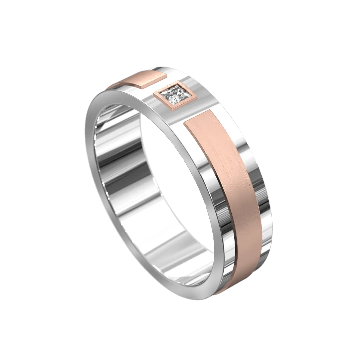 Princess Cut Diamond Raised & Polished Ring