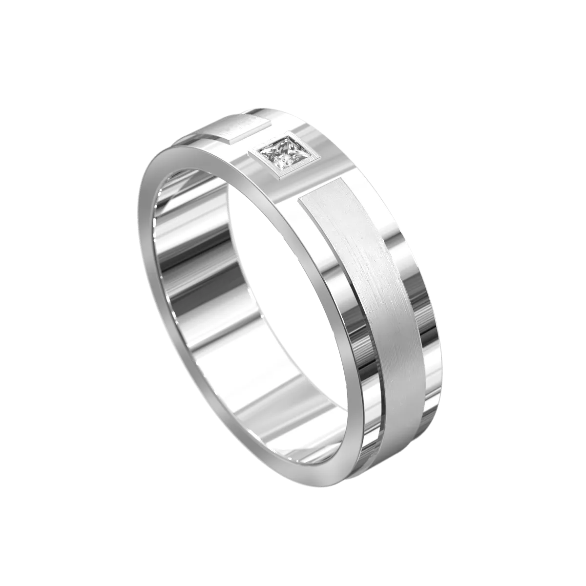 Princess Cut Diamond Raised & Polished Ring