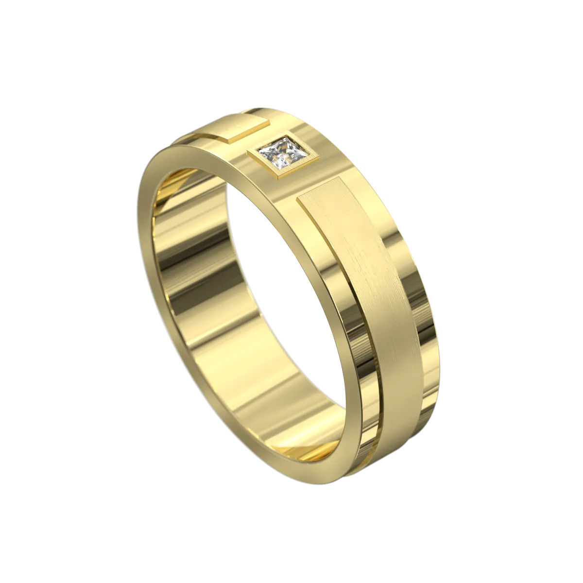 Princess Cut Diamond Raised & Polished Ring