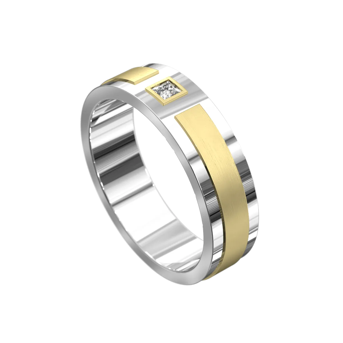 Princess Cut Diamond Raised & Polished Ring