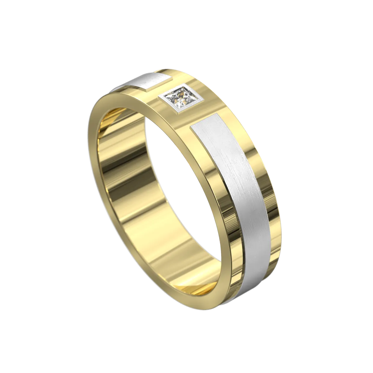 Princess Cut Diamond Raised & Polished Ring