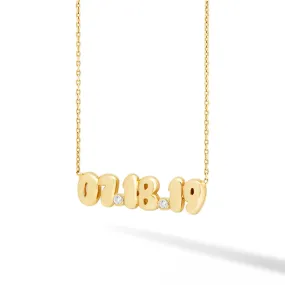 Puffy Solid Date With Gemstone Bezels Necklace
