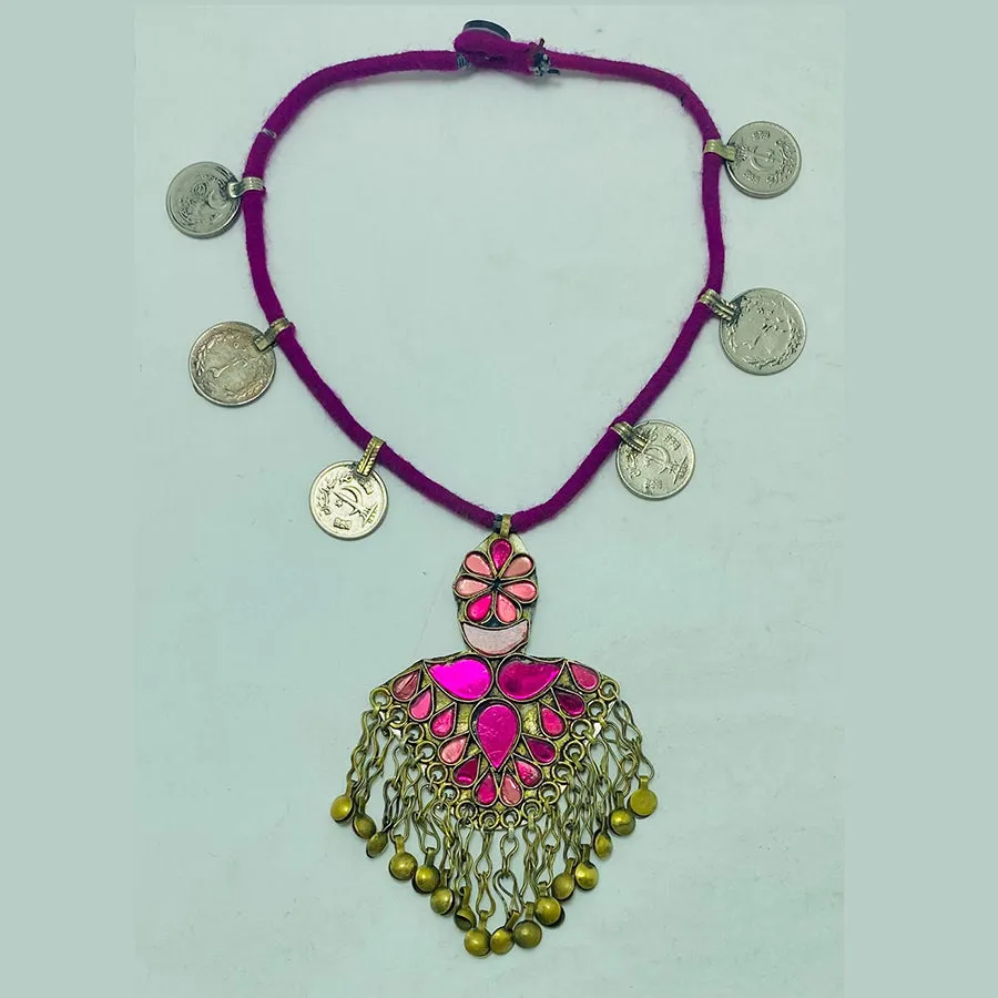 Purple Vintage Coins Pendant Necklace