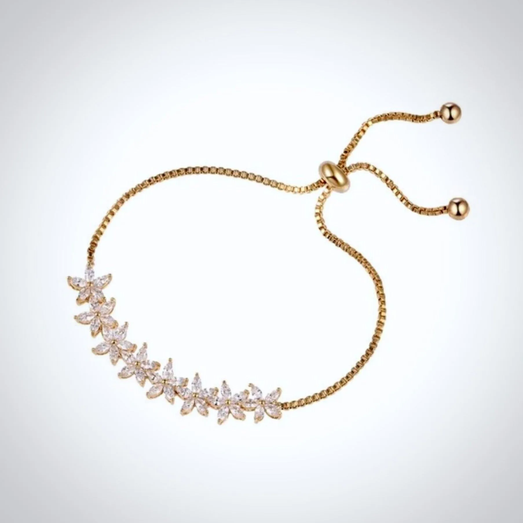 "Lisa" - Cubic Zirconia Adjustable Bracelet - Available in Silver and Rose Gold