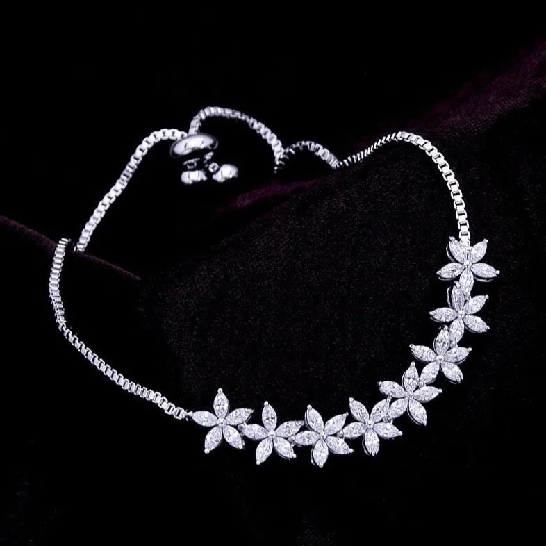 "Lisa" - Cubic Zirconia Adjustable Bracelet - Available in Silver and Rose Gold