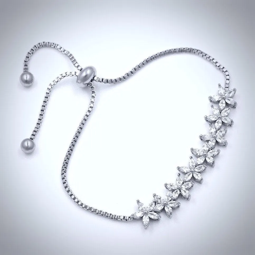 "Lisa" - Cubic Zirconia Adjustable Bracelet - Available in Silver and Rose Gold