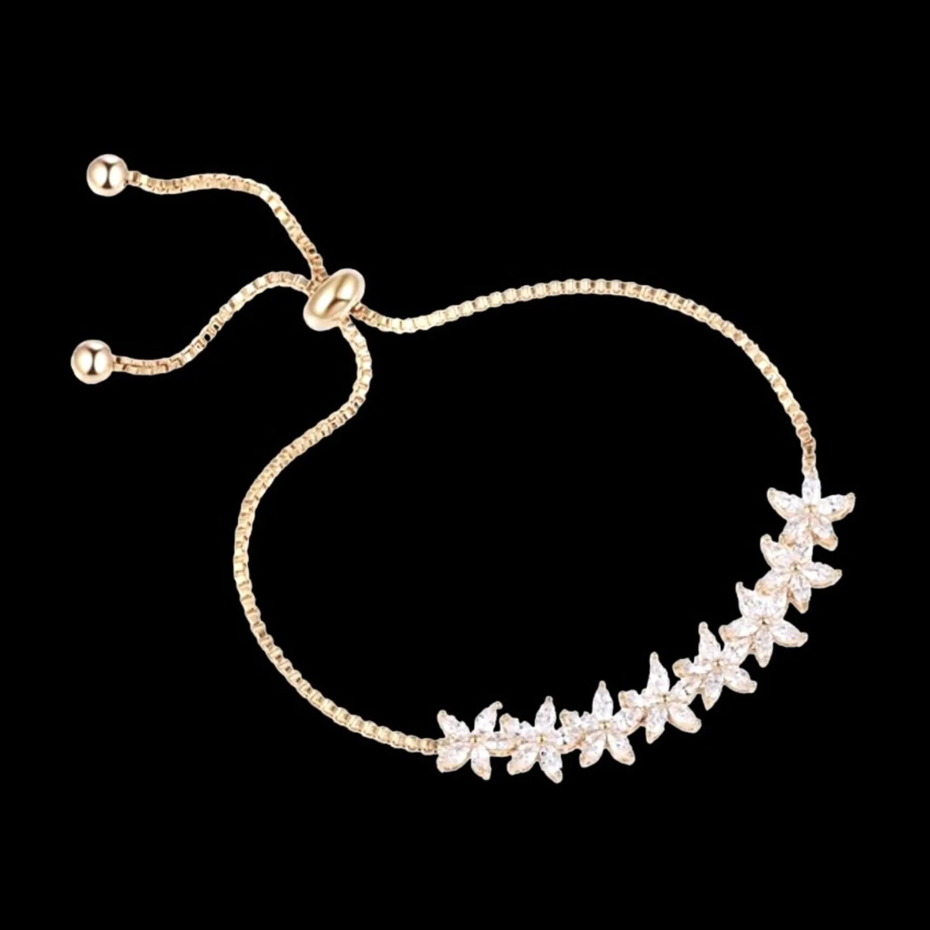 "Lisa" - Cubic Zirconia Adjustable Bracelet - Available in Silver and Rose Gold