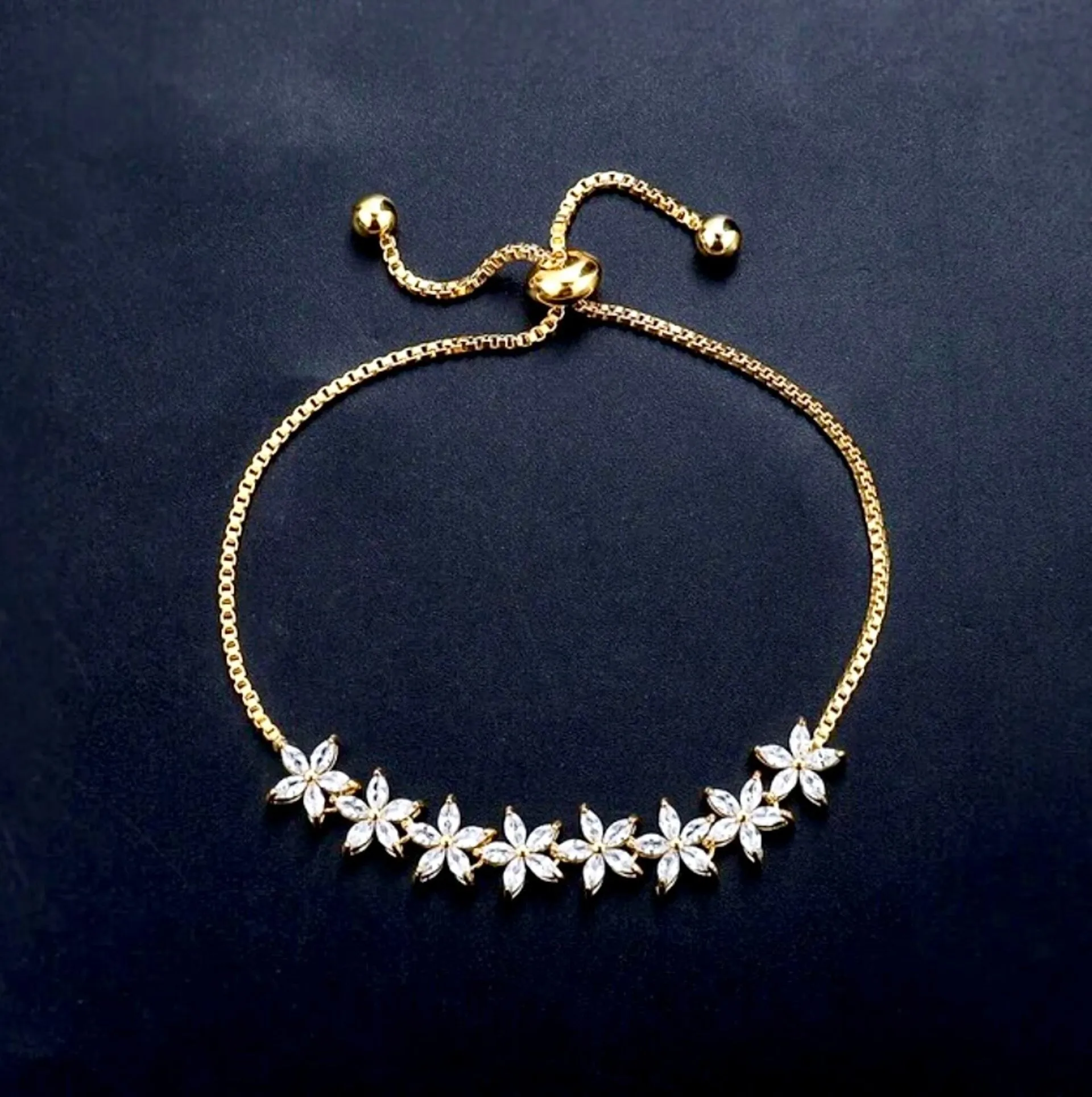 "Lisa" - Cubic Zirconia Adjustable Bracelet - Available in Silver and Rose Gold