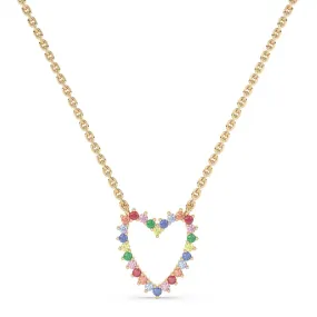 Rainbow Open Heart Necklace