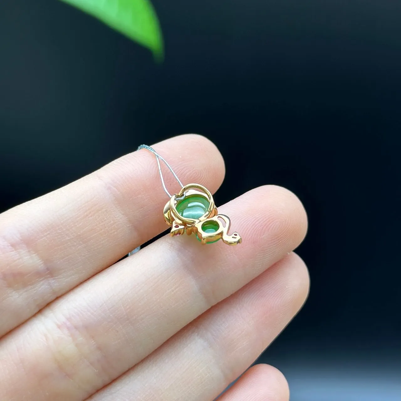 RealJade 18k Rose Gold Genuine Ice Green Jadeite Jade Pendant