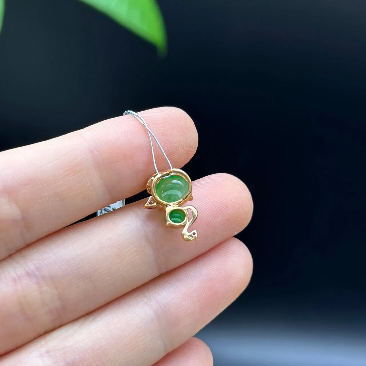 RealJade 18k Rose Gold Genuine Ice Green Jadeite Jade Pendant