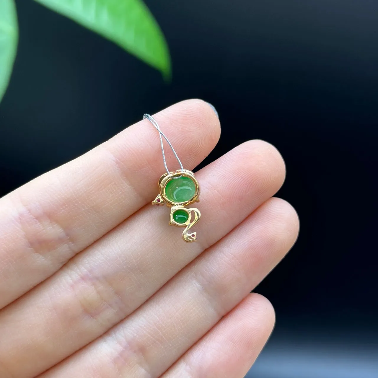 RealJade 18k Rose Gold Genuine Ice Green Jadeite Jade Pendant