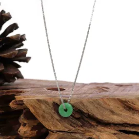 RealJade® "Good Luck Button" Necklace Real Jadeite Jade Lucky KouKou Donut Pendant Necklace