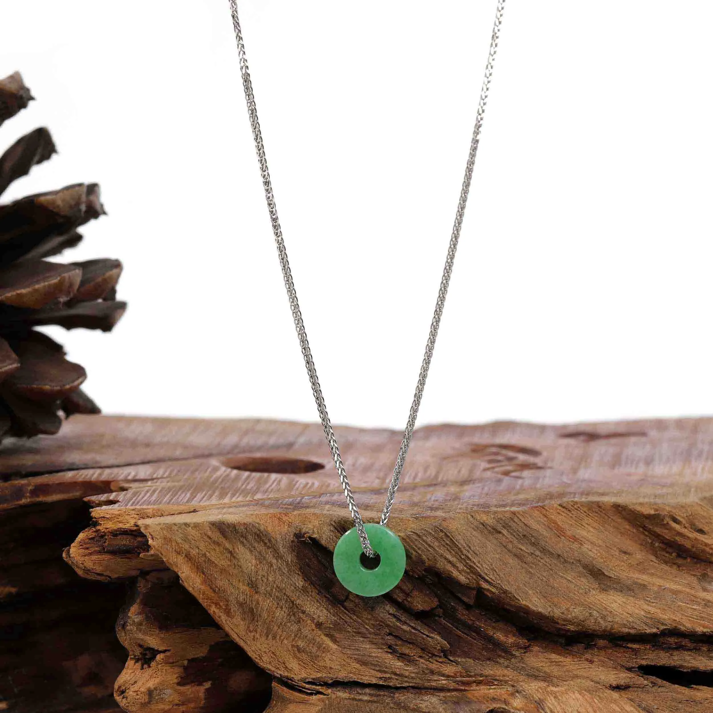 RealJade® "Good Luck Button" Necklace Real Jadeite Jade Lucky KouKou Donut Pendant Necklace