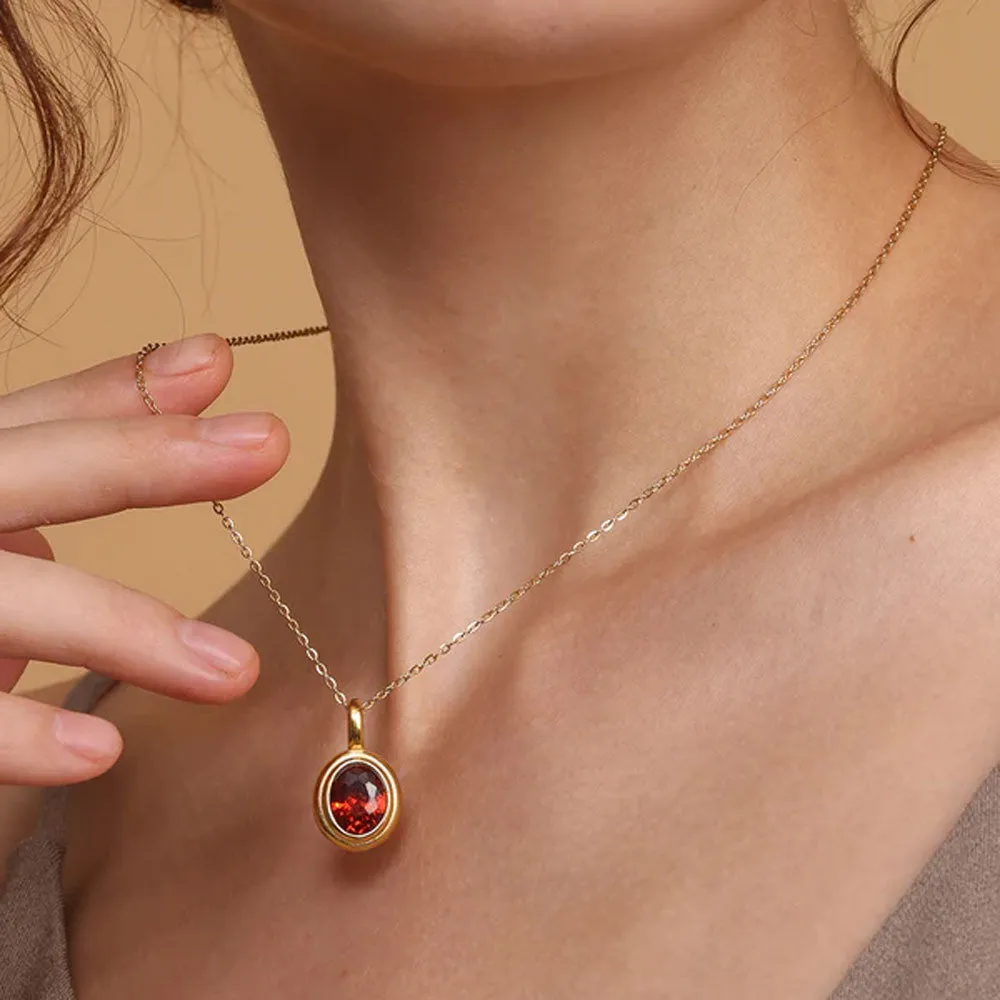 Red Emerald Oval Pendant
