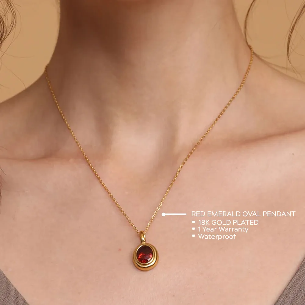 Red Emerald Oval Pendant
