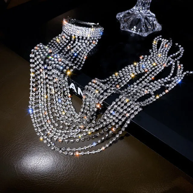 Rhinestone Hairpin  Long Tassel Crystal Hair Accessory