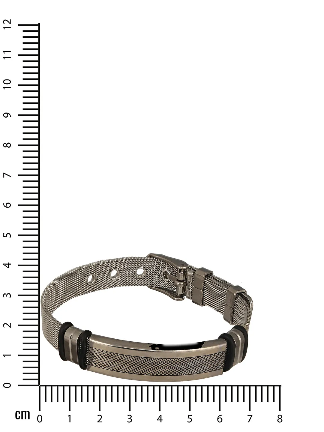 Rhodium-Plated & Black Wraparound Men Bracelet