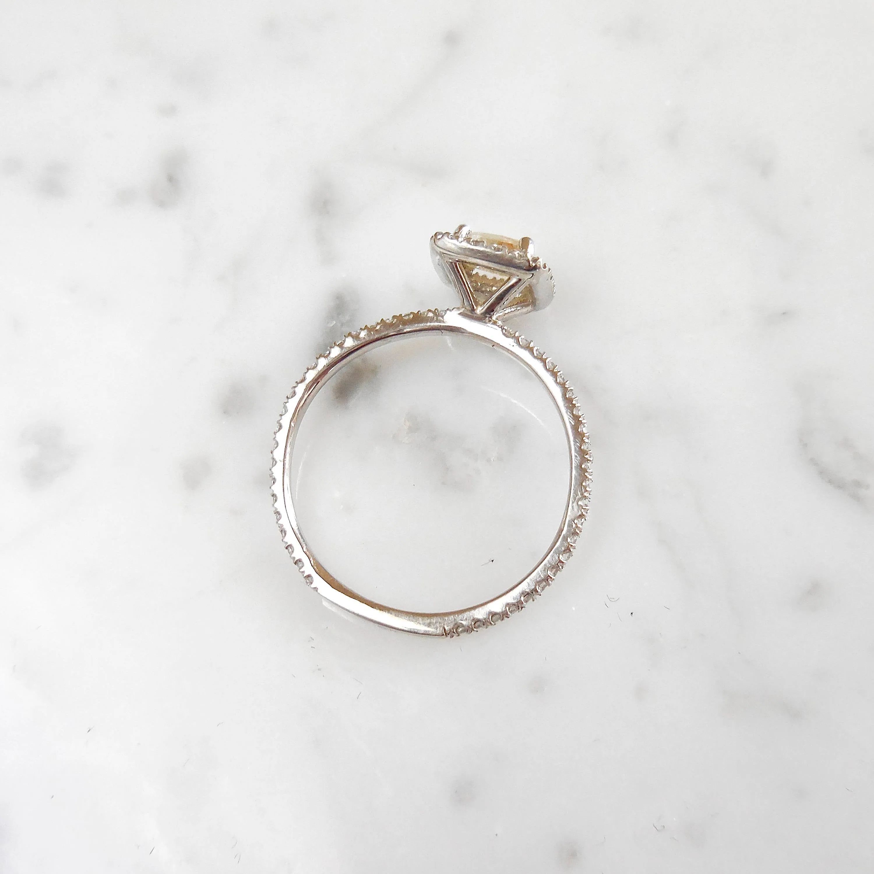 Rose Cut diamond Halo Ring - Champagne Rose Cut Diamond Ring - Peach Diamond Engagement Ring