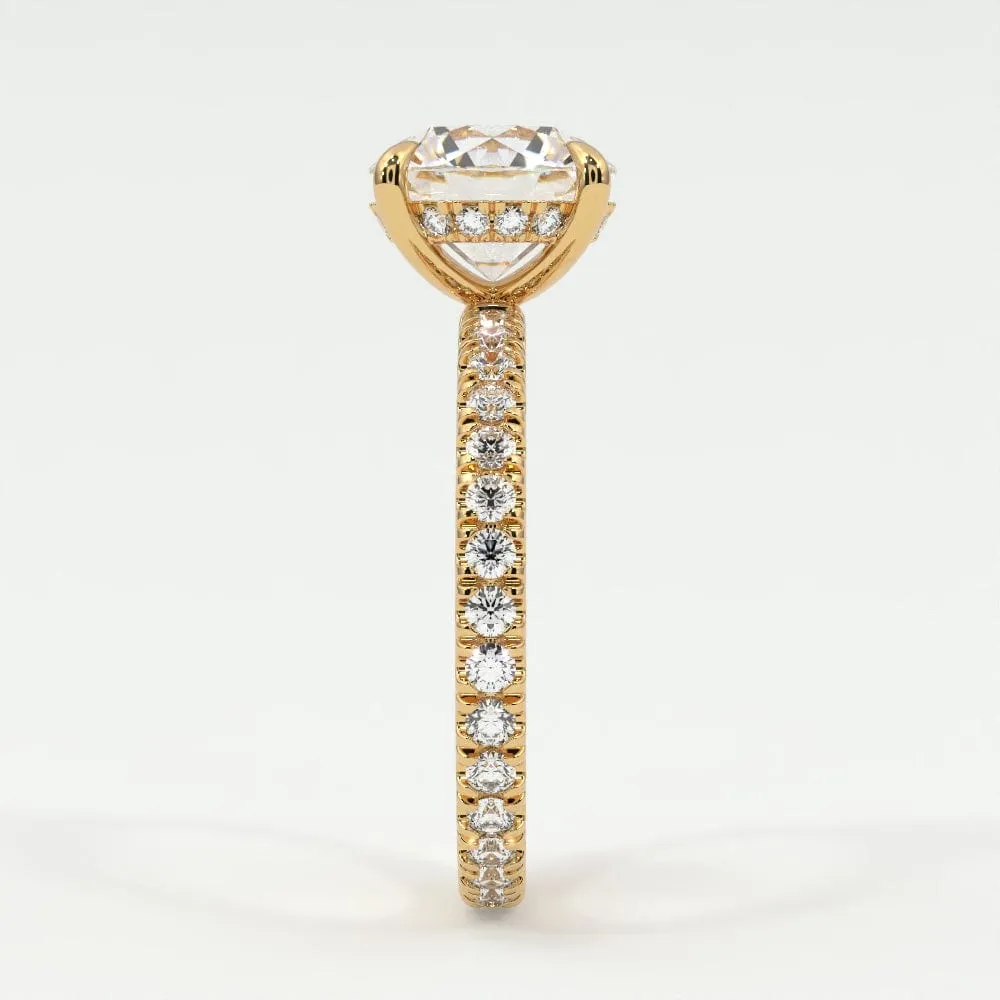 Round Brilliant Diamond Pave Band, Hidden Halo
