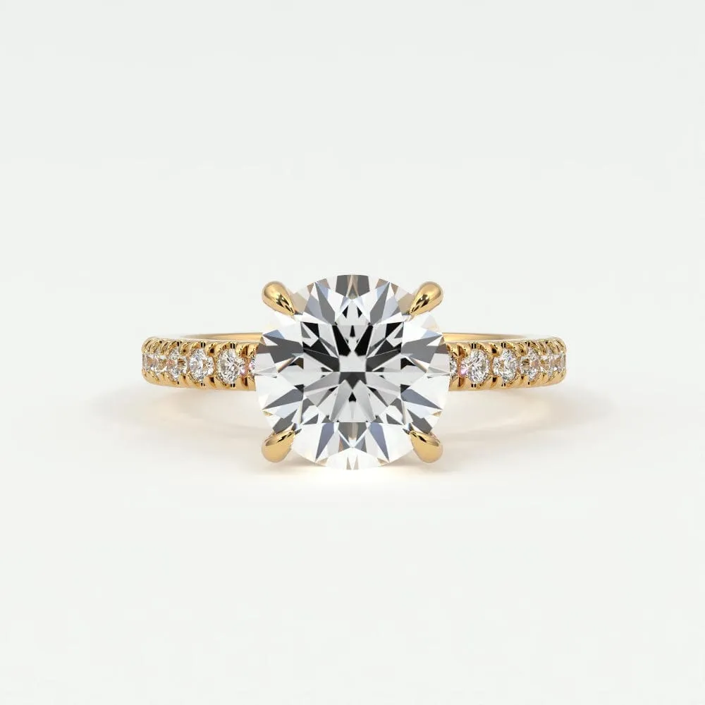 Round Brilliant Diamond Pave Band, Hidden Halo
