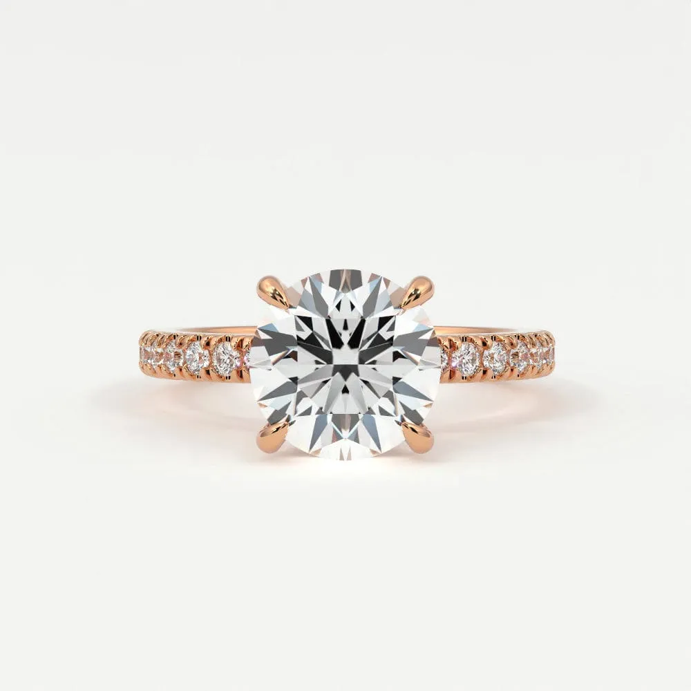 Round Brilliant Diamond Pave Band, Hidden Halo