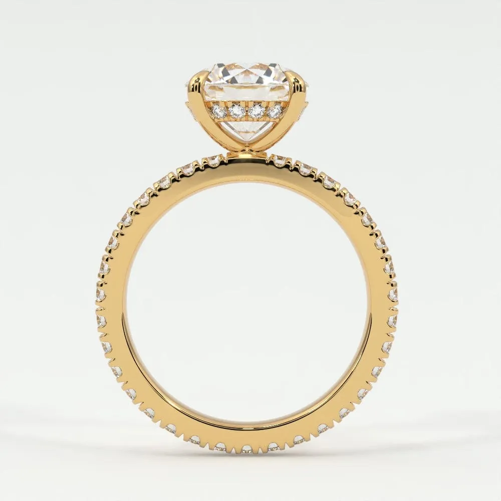 Round Brilliant Diamond Pave Band, Hidden Halo