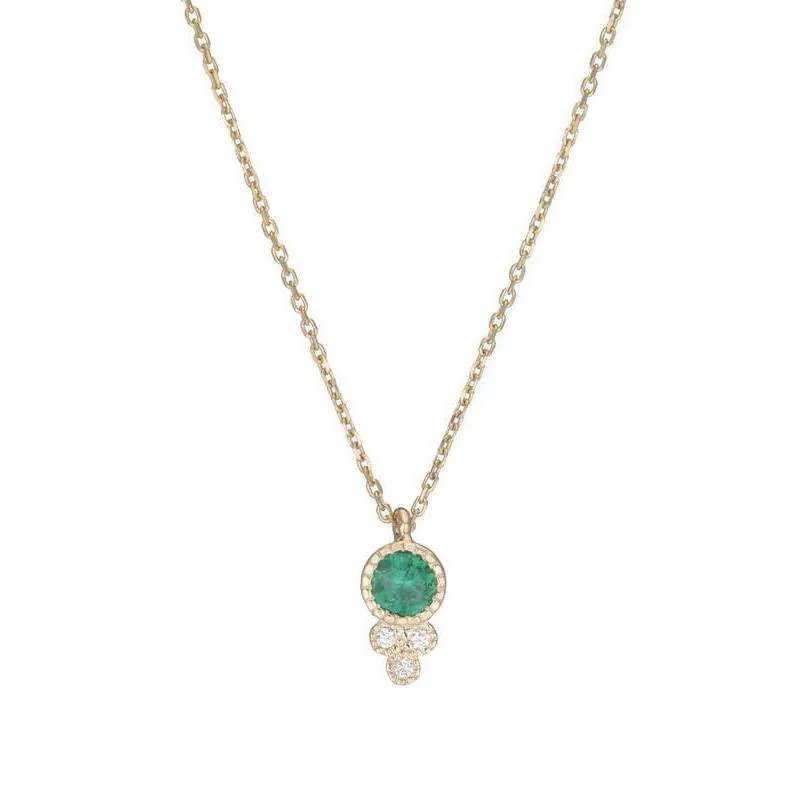 Round Emerald Crown Necklace (ready to ship option)*