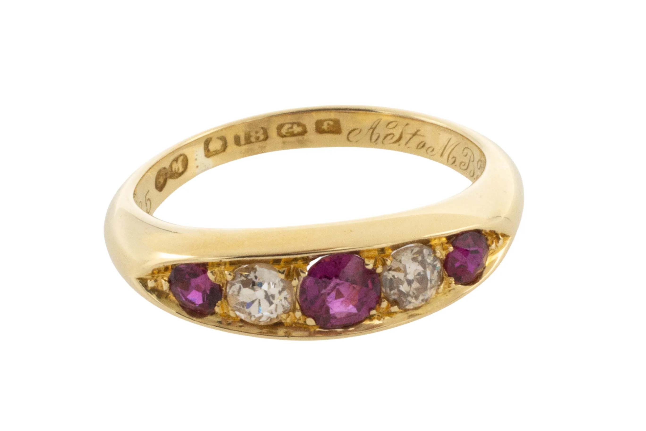 Ruby and old cut diamond ring from 1905