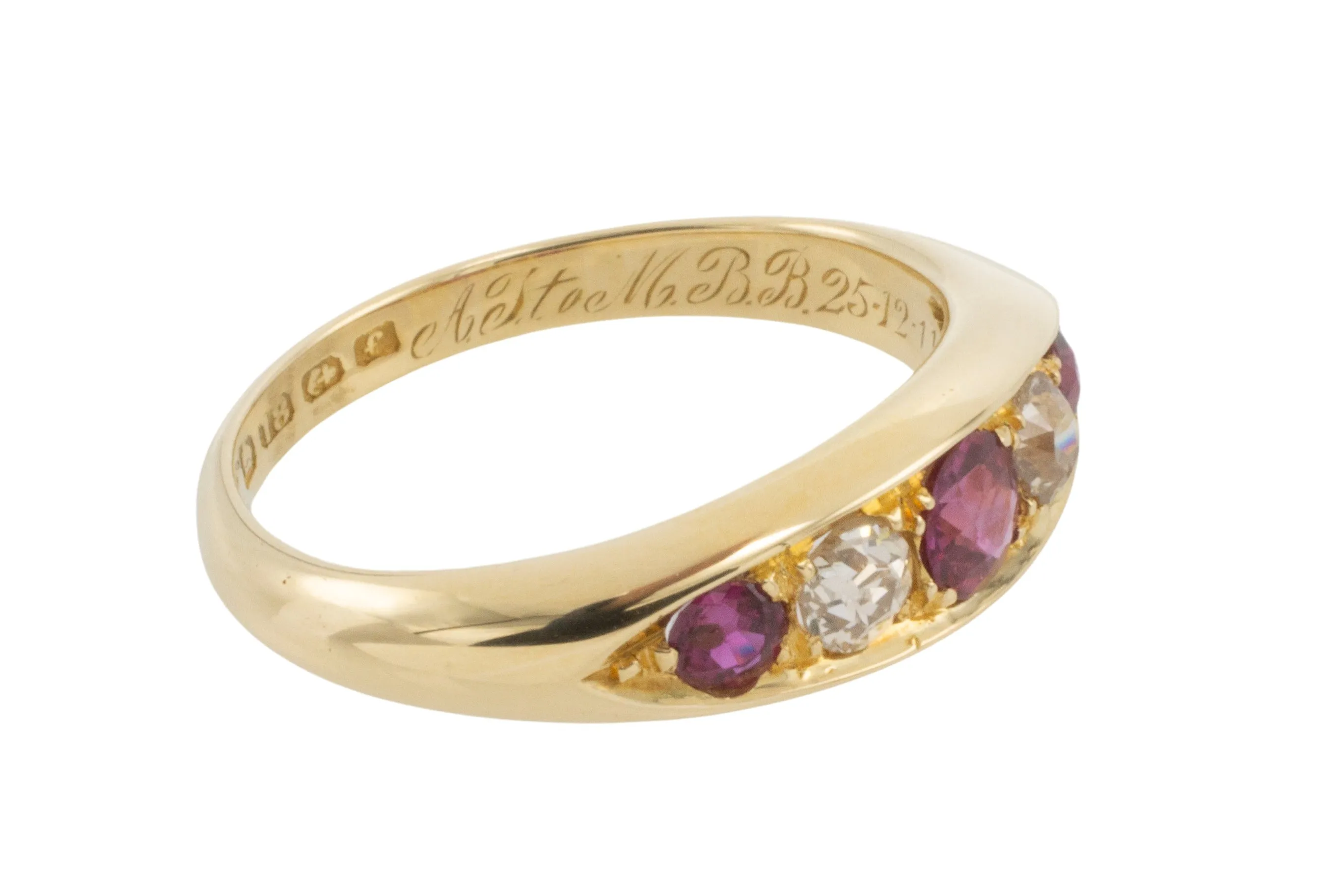 Ruby and old cut diamond ring from 1905