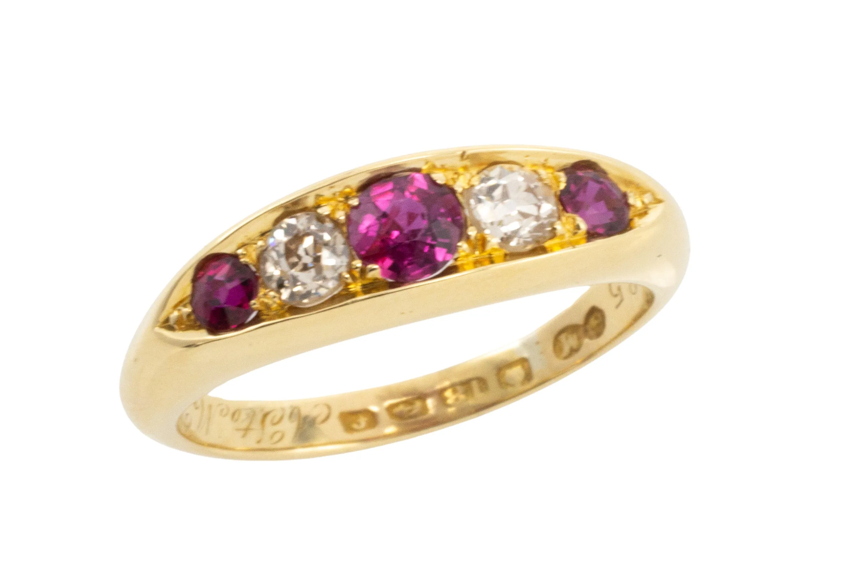 Ruby and old cut diamond ring from 1905