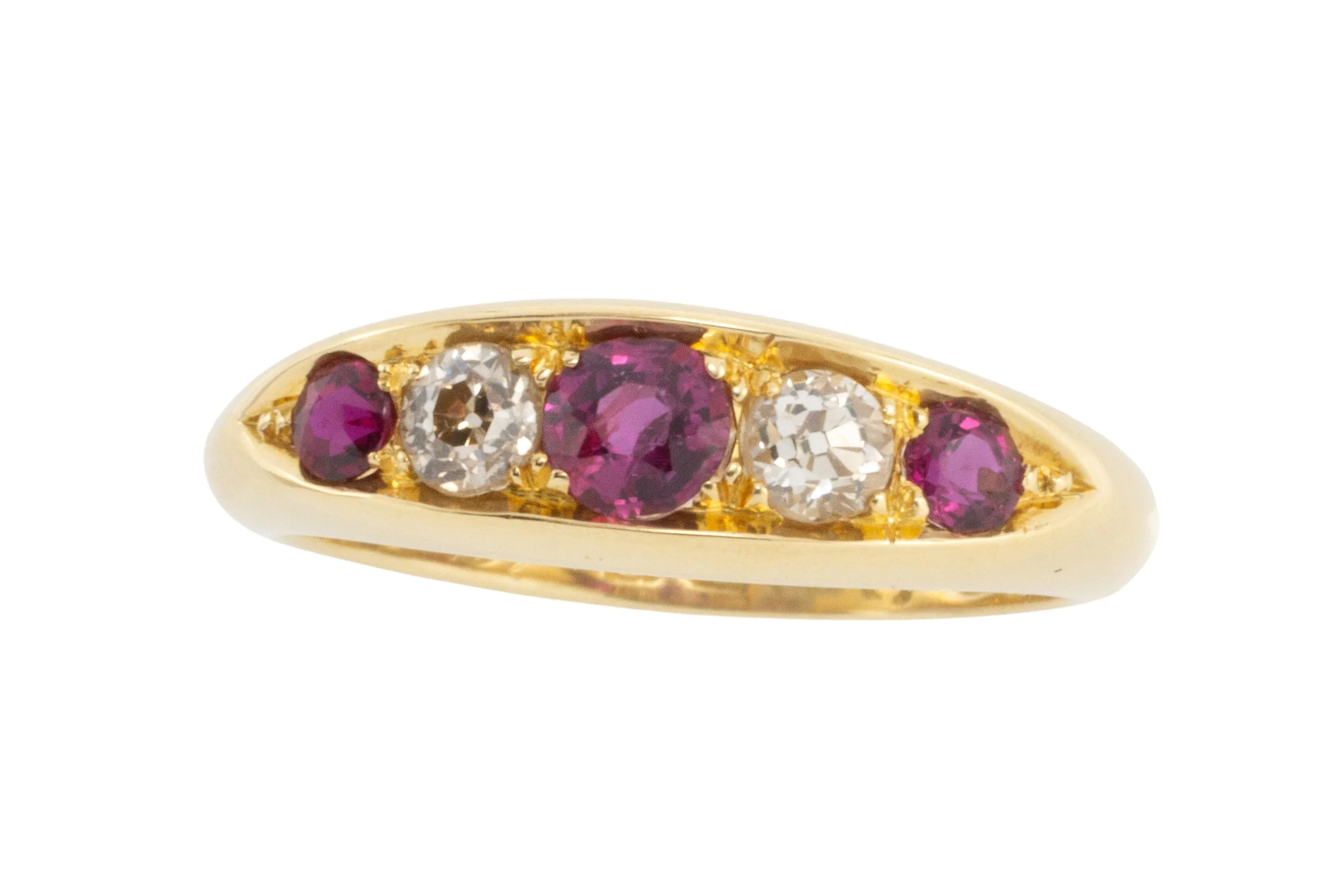 Ruby and old cut diamond ring from 1905