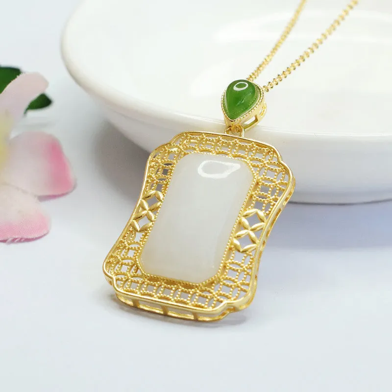 S925 Sterling Silver Hetian Jade Fortune Necklace