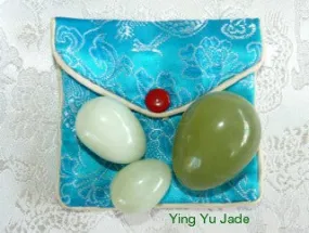 Sale-Set Three "Yin Yang" Jade Eggs for Women-No Hole UNDRILLED- Kegel Exercise