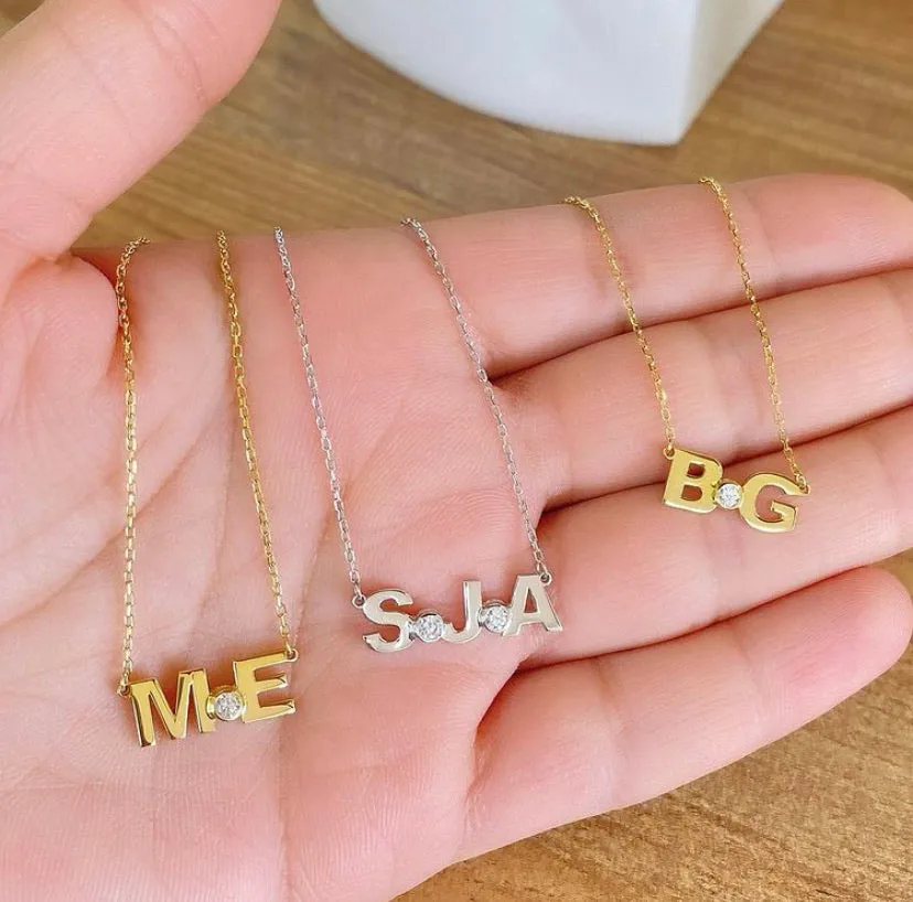 Samantha Initial Stone Necklace